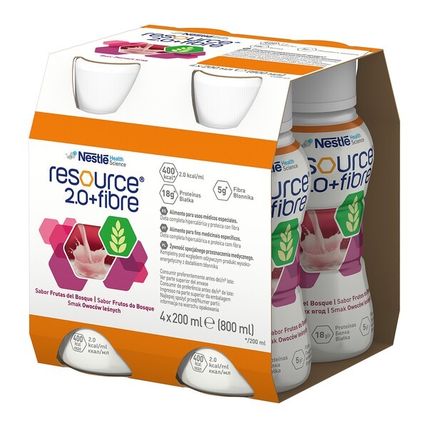 Resource 2.0+Fibre, płyn o smaku owoców leśnych, 4 x 200 ml