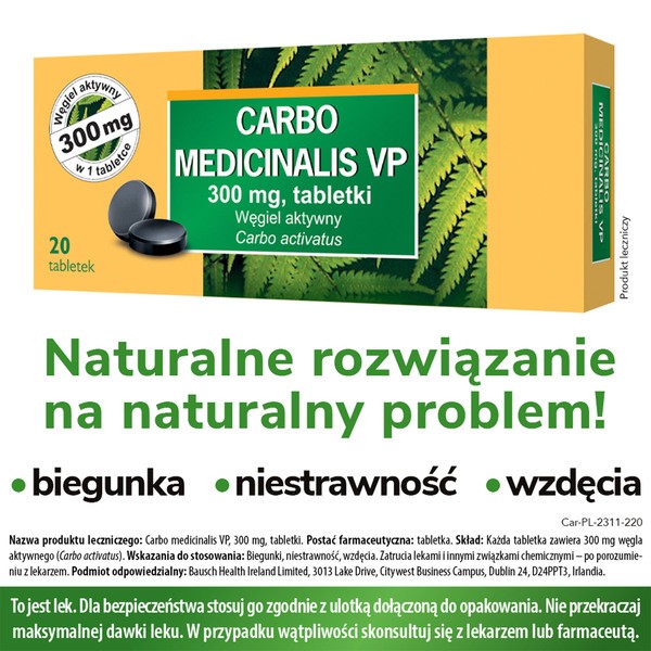 Carbo Medicinalis VP, 300 mg, tabletki, 20 szt.
