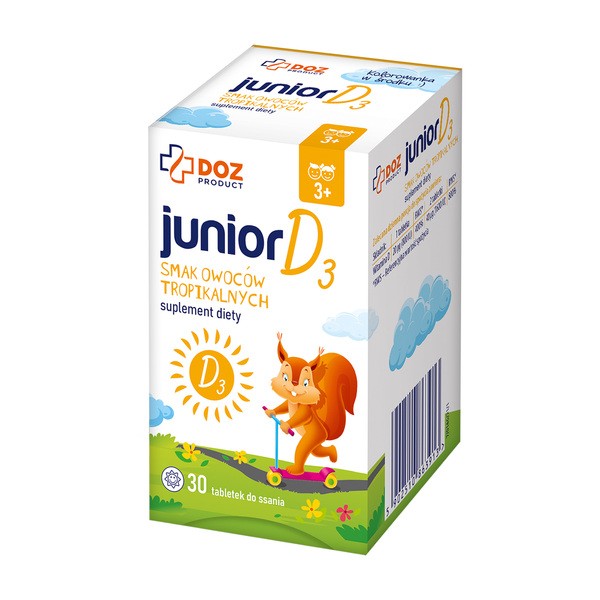 DOZ Product Junior D3 smak owoców tropikalnych, tabletki do ssania, 30 szt.
