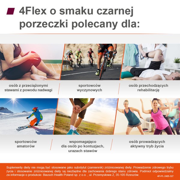 4 Flex, saszetki z proszkiem, smak czarna porzeczka, 30 szt.