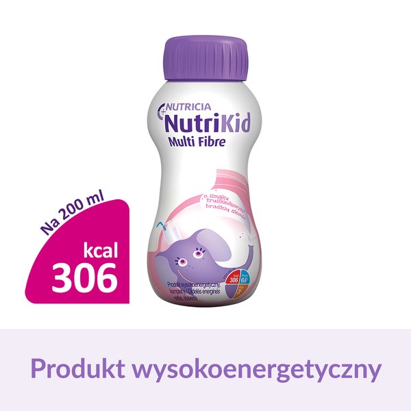 NutriKid Multi Fibre, smak truskawkowy, płyn, 200 ml
