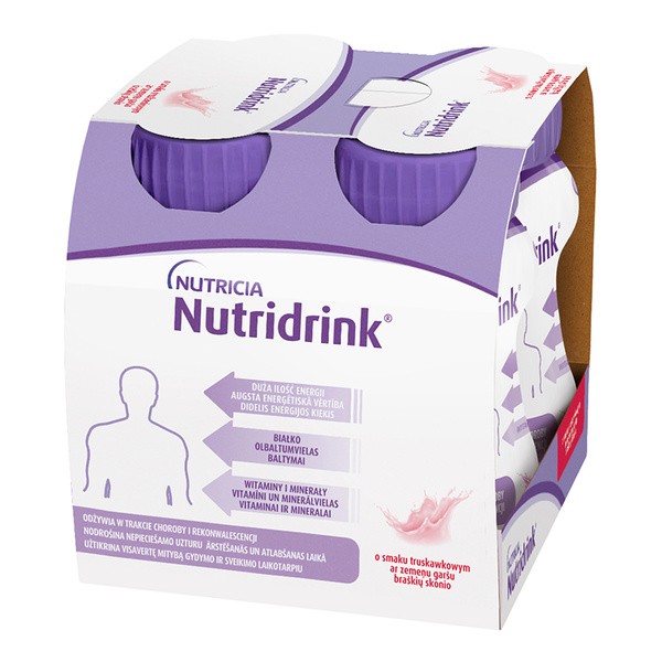 Zestaw 2x Nutridrink, smak truskawkowy, płyn, 4 x 125 ml