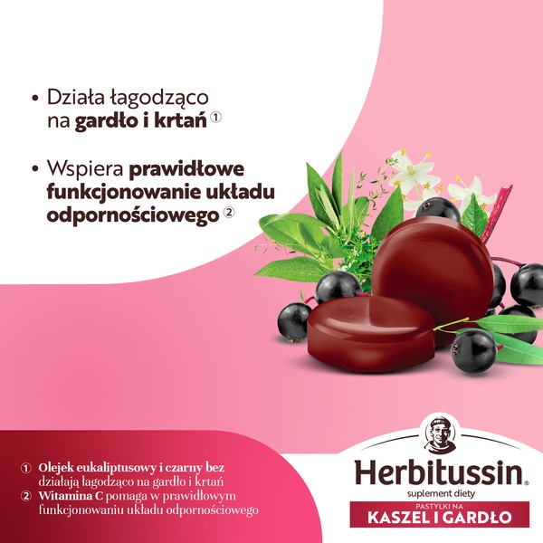 Herbitussin Kaszel i Gardło, pastylki do ssania, 12 szt.