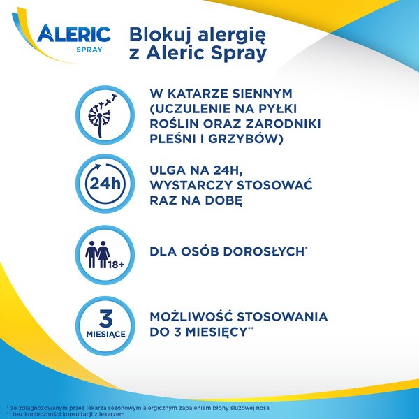 Aleric Spray 60 dawek, spray do nosa, na katar alergiczny u dorosłych