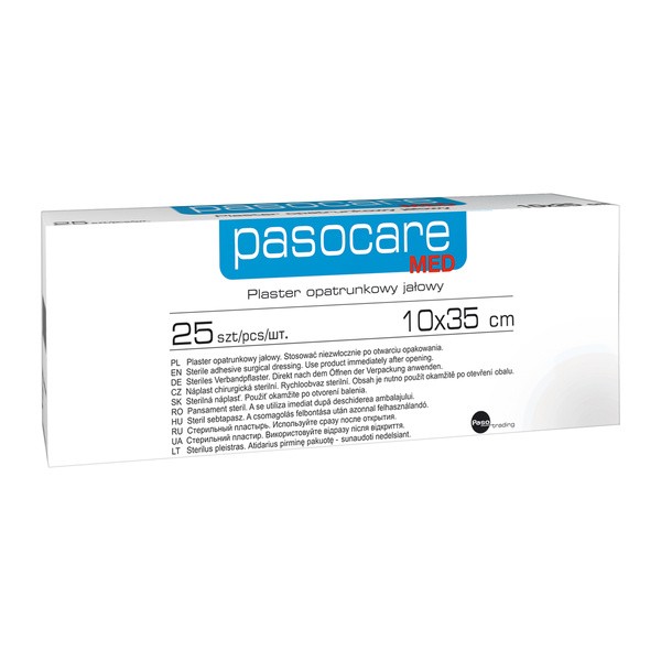 Pasocare Med, plaster opatrunkowy, jałowy, 10 cm x 35 cm, 25 szt.