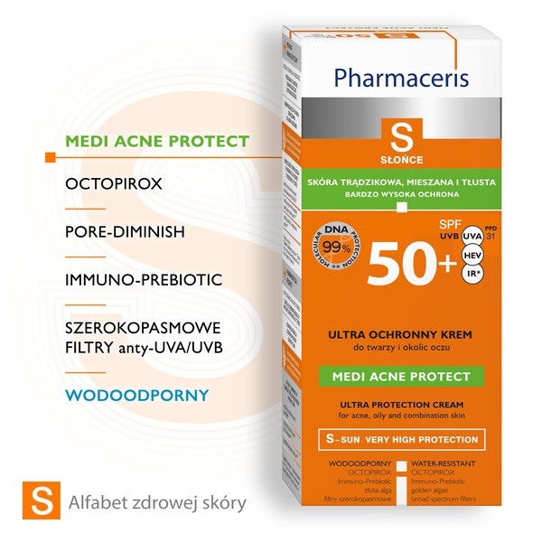 Pharmaceris S Medi Acne Protect, ultra ochronny krem do twarzy i okolic oczu SPF 50+, 50 ml