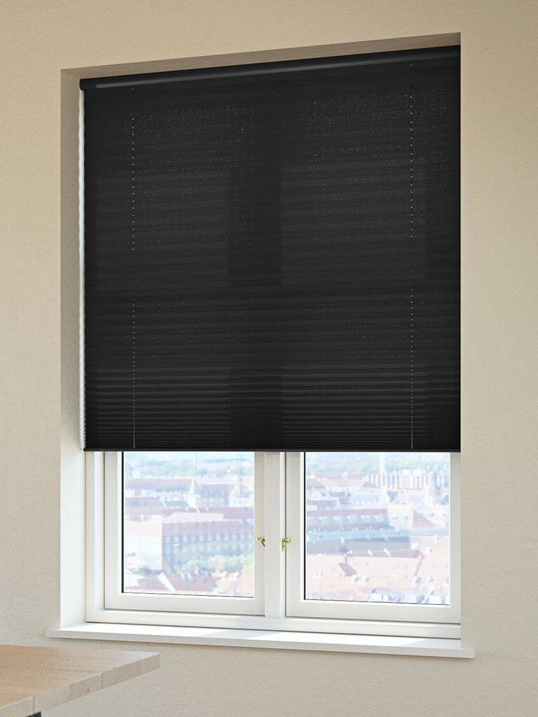 HOVDEN Plisségardiner HOVDEN 80x160cm sort ledningsfri