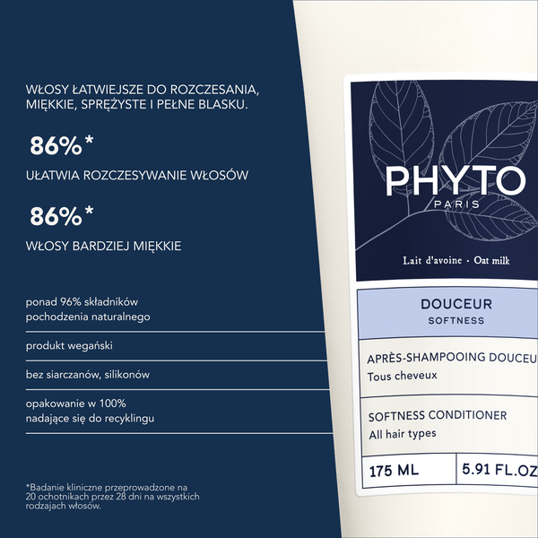Phyto Softness, odżywka ułatwiająca rozczesywanie, do każdego rodzaju włosów, 175 ml