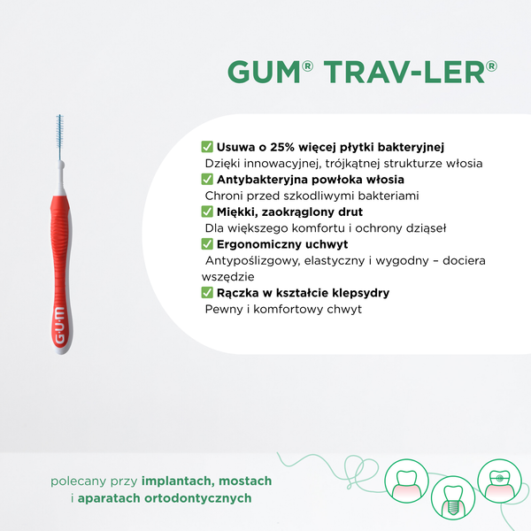 Gum Trav-Ler, szczoteczka międzyzębowa, 0,6 mm, wrzosowa, 6 szt.