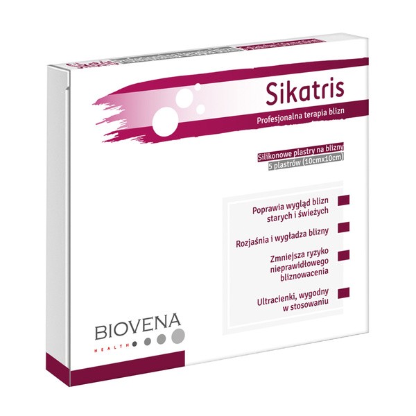 Sikatris, silikonowy plaster na blizny, 10 cm x 10 cm, 5 szt.