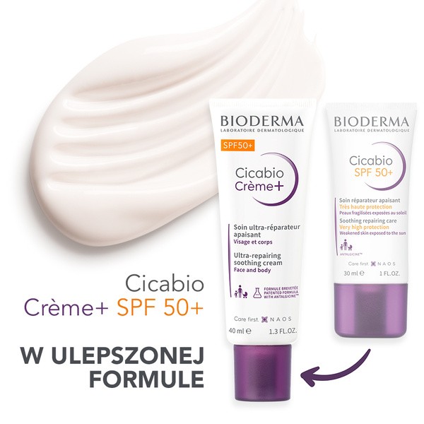 Bioderma Cicabio Creme+, krem łagodząco-odbudowujący SPF 50+, 40 ml