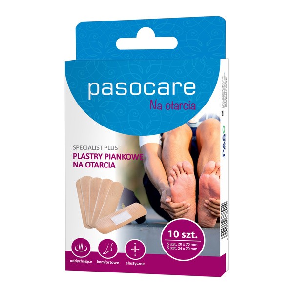 Pasocare Specialist Plus, plastry piankowe na otarcia, zestaw, 10 szt.