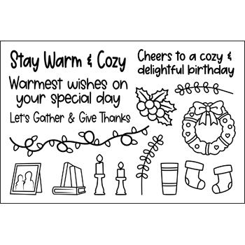 Cozy Fireplace Extras Clear Stamp Set 16 Stamps