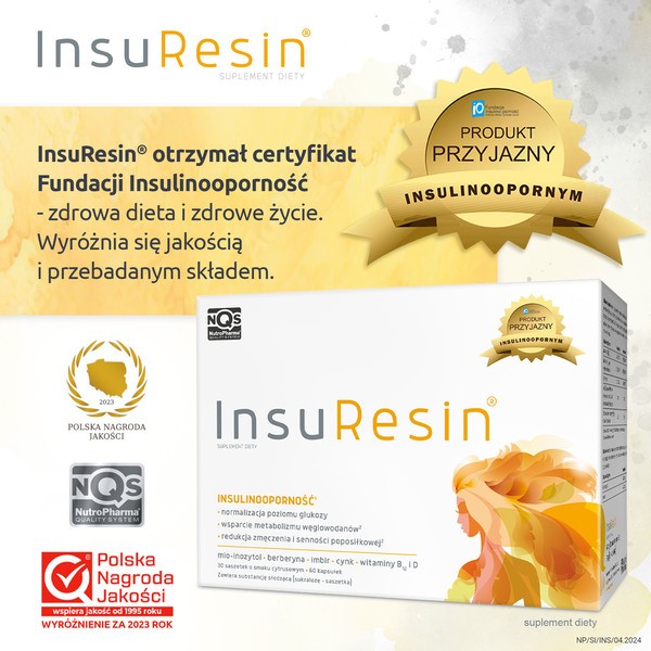 NutroPharma, InsuResin, smak cytrusowy, saszetki + kapsułki, 30 szt. + 60 szt.