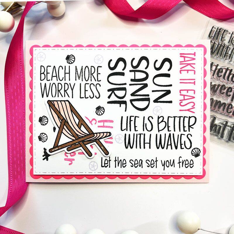 Beach Time Sayings Clear Stamp Set of 8