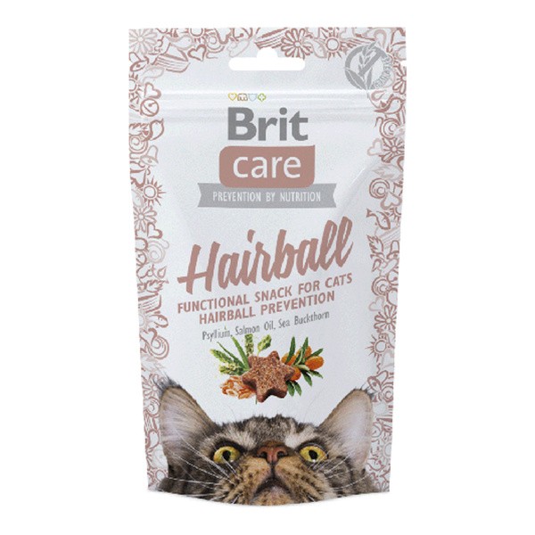 Brit Care Cat Snack Hairball, przysmak dla kotów przeciw tworzeniu się kul włosowych, 50 g