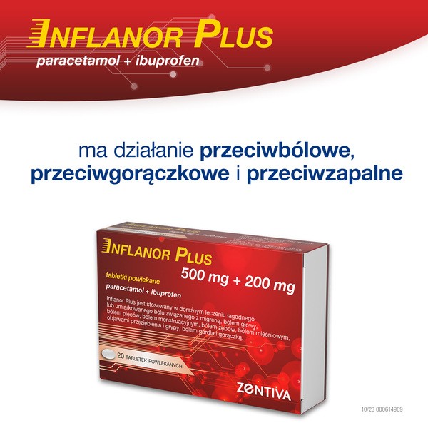 Inflanor Plus, 500 mg + 200 mg, tabletki powlekane, 20 szt.