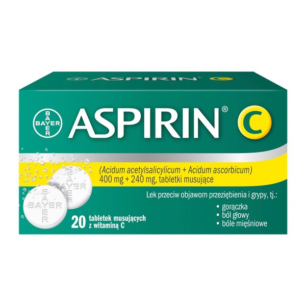 Aspirin C, 400 mg + 240 mg, tabletki musujące, 20 szt.