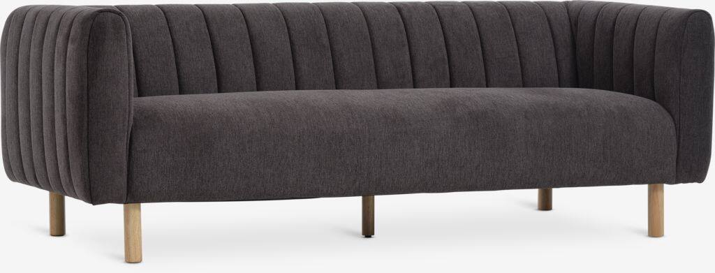MAGLEBY 3-personers sofa, mørkebrunt stof/egefarvet