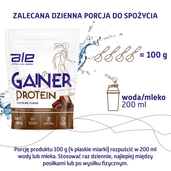ALE Gainer Protein Chocolate Flavor, proszek, 1000 g