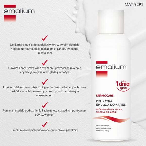 Emolium Dermocare, emulsja do kąpieli od 1. dnia życia, 400 ml