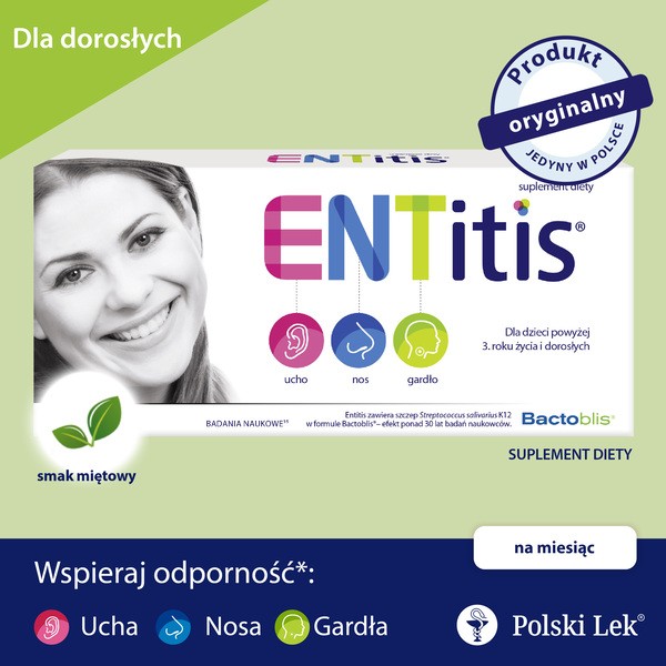 ENTitis, pastylki do ssania, smak miętowy, 30 szt.