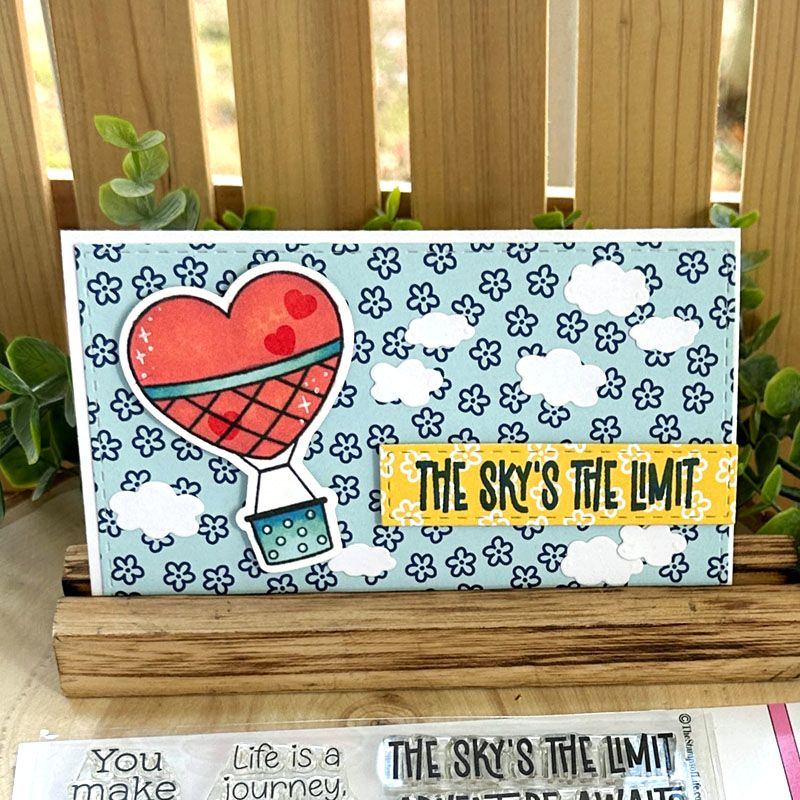 Heart Hot Air Balloon Phrases Clear Stamp Set 8 Stamps