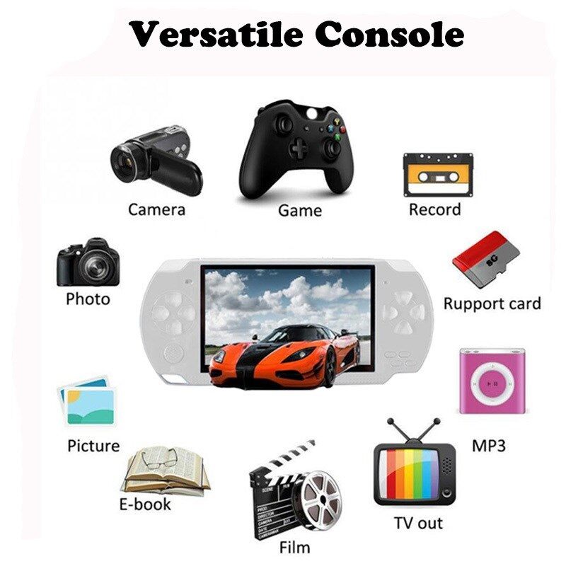 Handheld Game Console 4.3 inch screen mp4 player MP5 game player real 8GB support for 8Bit 16bit 32bit games,camera,video,e book