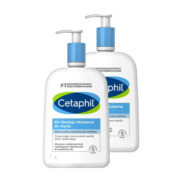 Zestaw 2 x 1 l, Cetaphil EM, emulsja micelarna do mycia