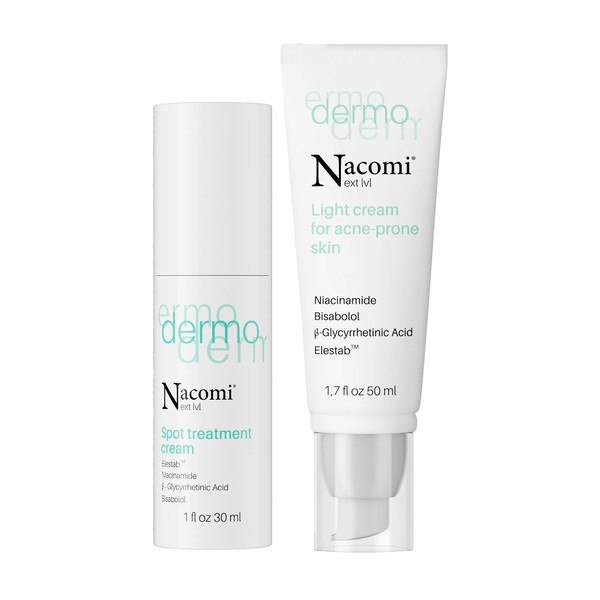 Zestaw Nacomi Next LVL Dermo, krem punktowy przeciw niedoskonałościom, 30 ml + lekki krem do skóry trądzikowej, 50 ml
