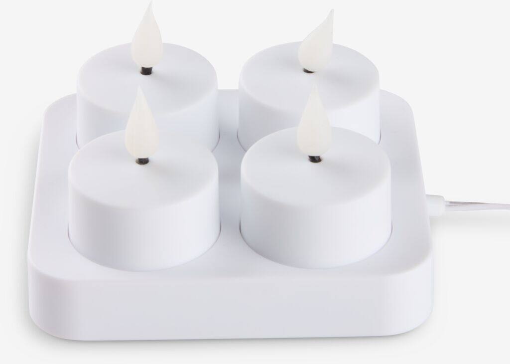 JANSSON JANSSON LED-lys hvid/sort med oplader og fjernbetjening 4 stk./pakke