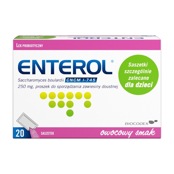 Enterol, 250 mg, proszek do sporządzania roztworu doustnego, 20 saszetek