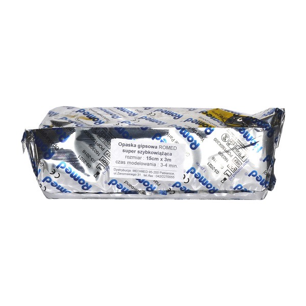 Romed, opaska gipsowa, 3 m x 15 cm, 1 szt.