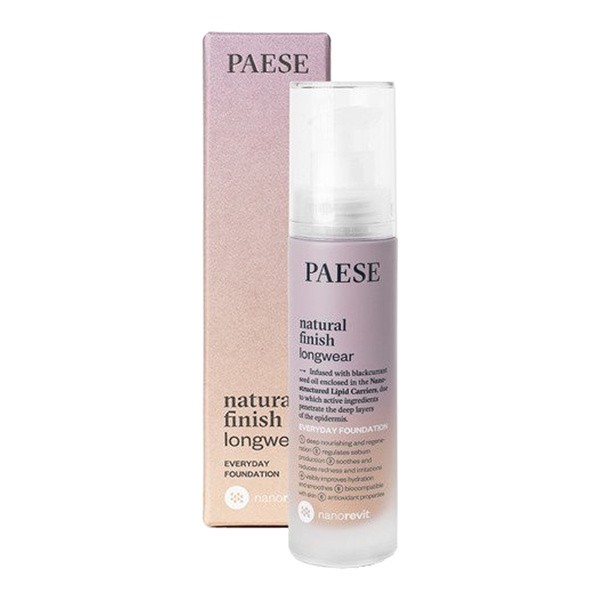 Paese, Nanorevit Natural Finish Longwear Everyday Foundation, długotrwały podkład o naturalnym wykończeniu, 04 Warm Beige, 30 ml