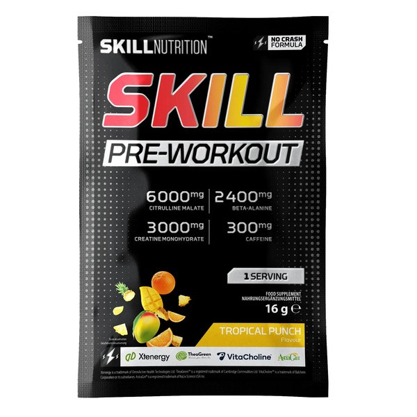 Skill Nutrition Pre-Workout, proszek, smak tropical punch, 16 g
