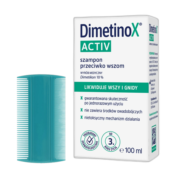 Zestaw DimetinoX, szampon przeciwko wszom, 100 ml + grzebień GRATIS