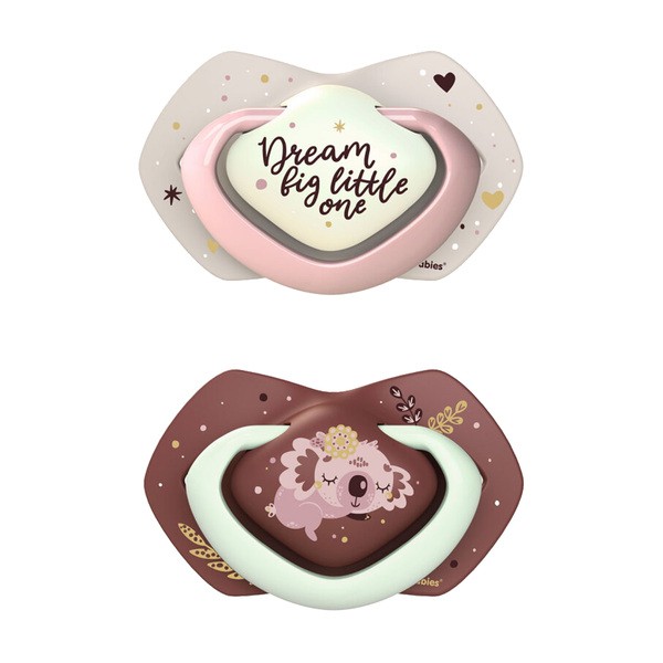 Canpol Babies, smoczek silikonowy symetryczny, light touch, Sleepy Koala, pink, 6-18 m, 2 szt.
