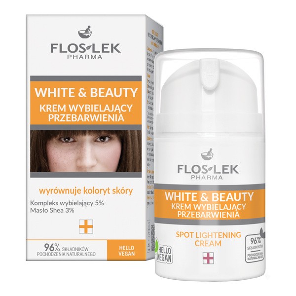 Flos-Lek Pharma White & Beauty, krem wybielający przebarwienia na twarzy, 50 ml