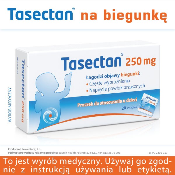 Tasectan, 250 mg, proszek, dla dzieci, 20 saszetek