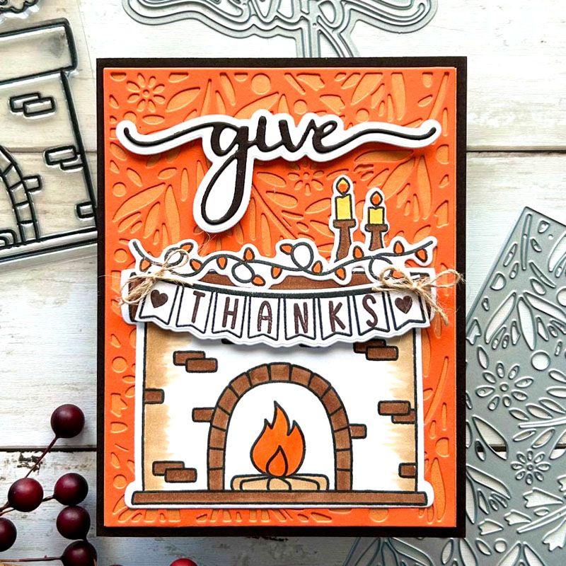 Cozy Fireplace Clear Stamp Set 8 Stamps