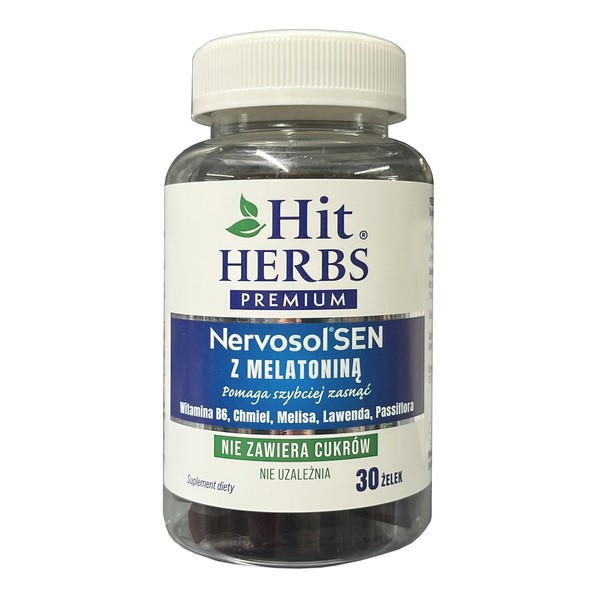 Hit Herbs Premium Nervosol Sen z melatoniną, żelki, 30 szt