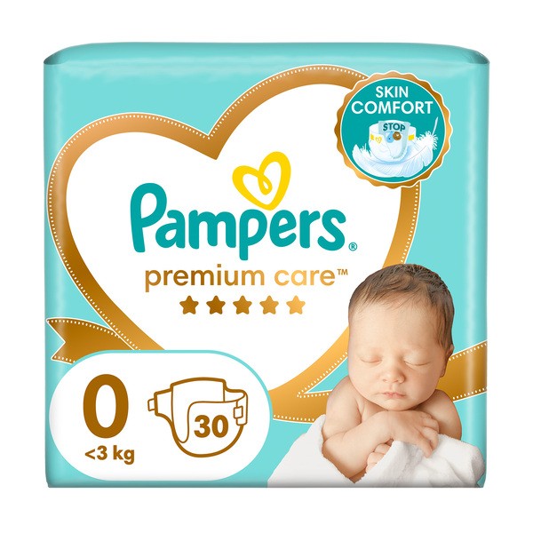 Pampers Premium Care, pieluszki rozmiar 0 (poniżej 3kg), 30 szt.