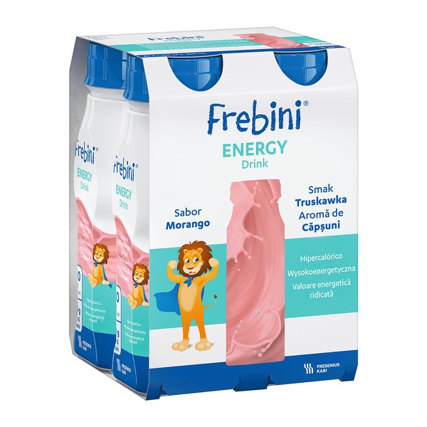 Frebini Energy Drink, płyn o smaku truskawkowym, 4 x 200 ml