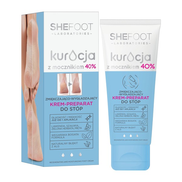 Bielenda SheFoot, kuracja z mocznikiem 40%, zmiękczająco-wygładzający krem-preparat do stóp, 75 ml