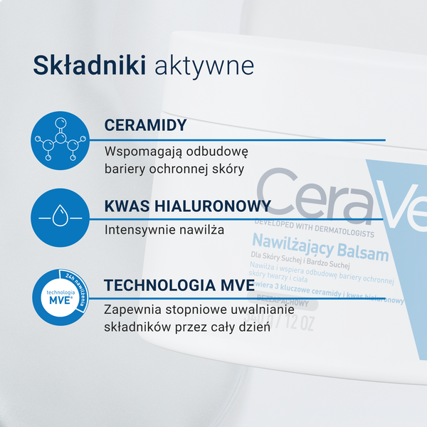CeraVe, nawilżający balsam z ceramidami do skóry suchej i bardzo suchej, 340 g