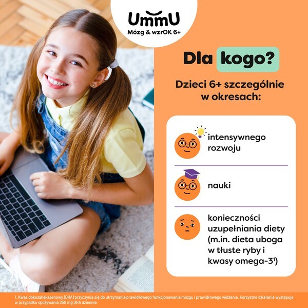 UmmU Mózg & wzrOK 6+, płyn, smak owoce leśne, 150 ml