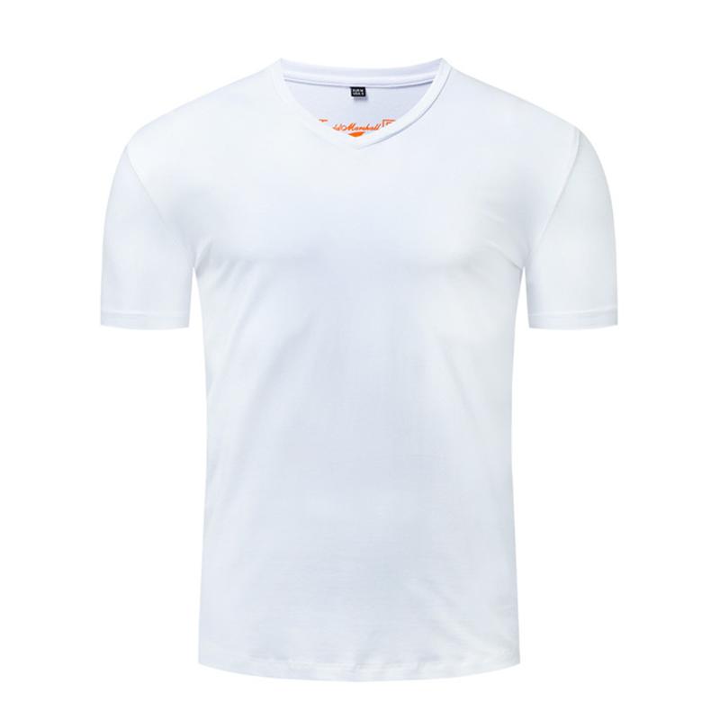T Shirt Men Casual 100%Cotton Solid Men V Neck Tee Short Sleeve Europe Size Mens T shirt 2020 New Arrive Brand Clothing,005 2