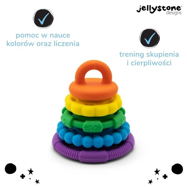 Jellystone Designs, silikonowy gryzak sensoryczny Mała tęczowa wieża, 1 szt.