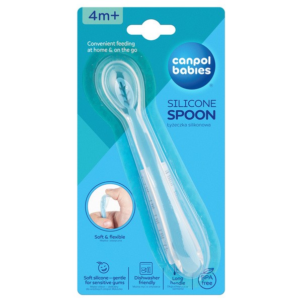 Canpol Babies, łyżeczka silikonowa, niebieska, 4 m+, 1 szt.