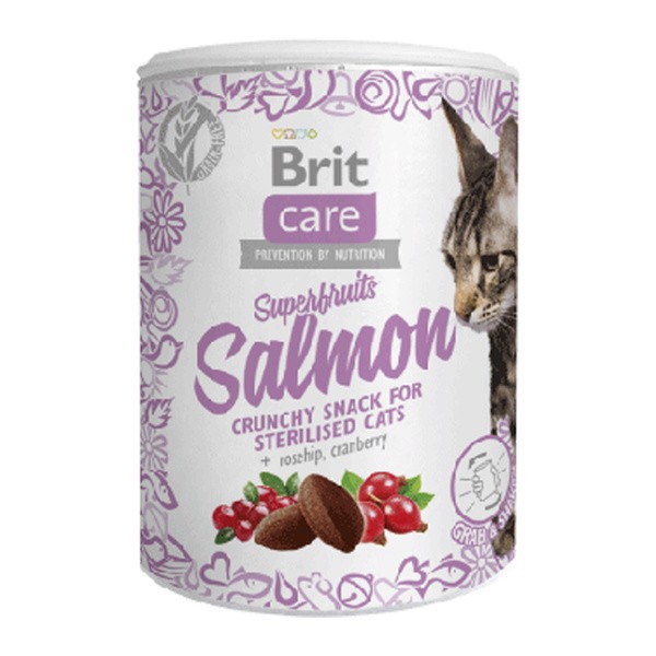 Brit Care Cat Snack Superfruits Salmon, przysmak dla kotów, 100 g